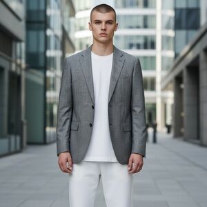 canali 1934 blazer jacket 46r wool silk linen gray paraniontura slim dual vent